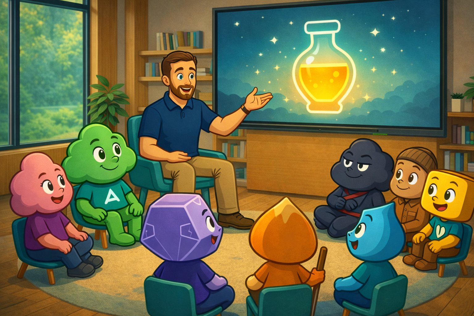 Golden potion glowing in temple